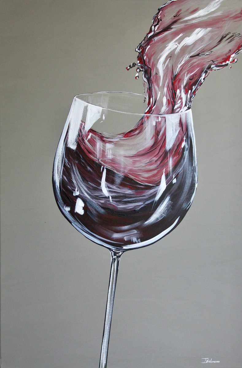 Impressionistic Still Life Acrylic Painting By Liza Illichmann, 24 X 35", Scarlet Moment, Original Artwork