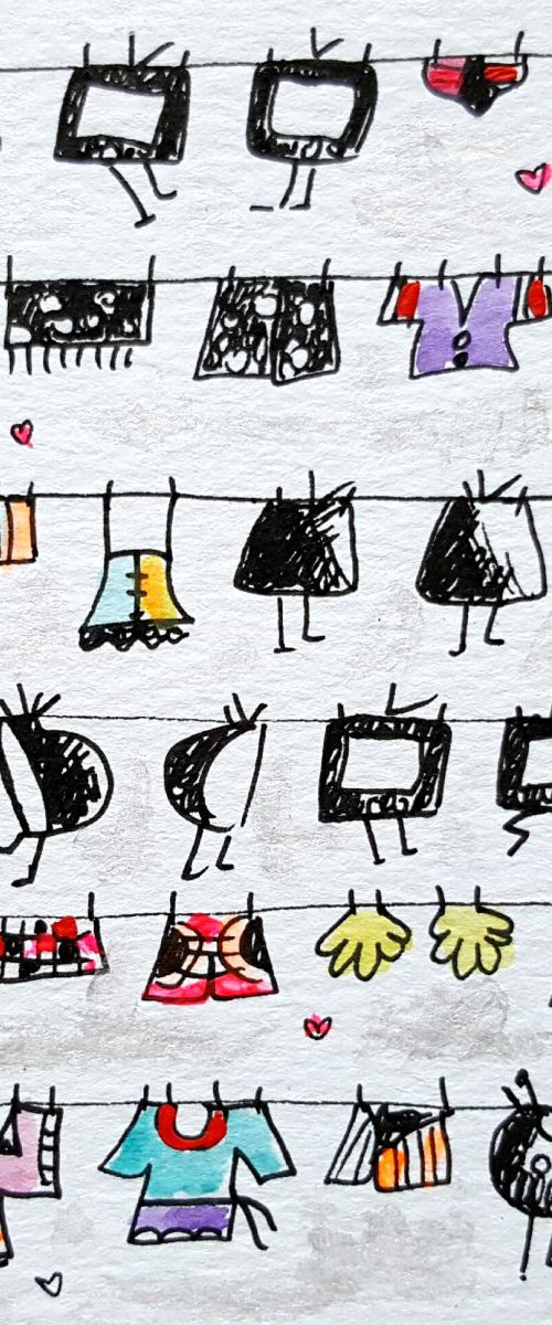 Yellow Gloves Laundry Televisions by Maria Luisa  Azzini
