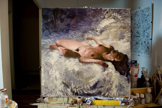 Joy - modern painting of nude woman