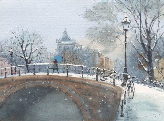 Winter Landscape painting watercolor