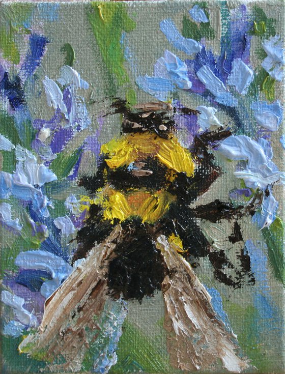 Bumblebee 05  / From my series "Mini Picture" /  ORIGINAL PAINTING