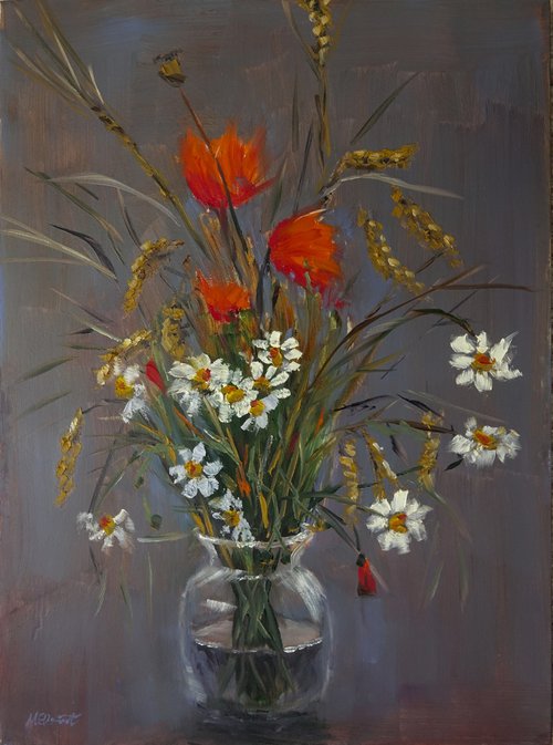 Corn Field Flowers in Vase by Marion Derrett