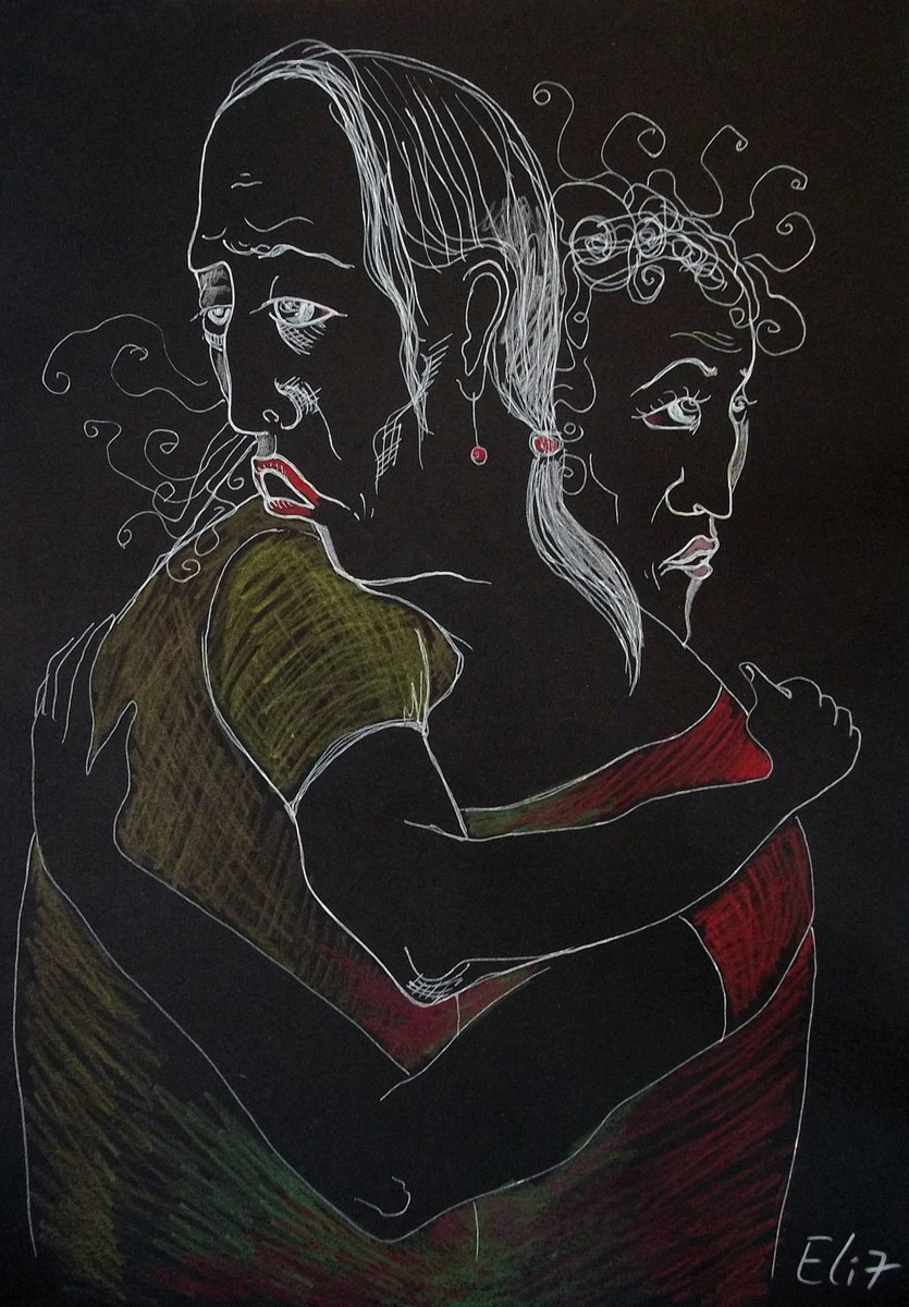Expressive Pencil Drawing , Hope To See You Again By Elisheva Nesis, 9 X 13, Artwork For Sale On Artfinder
