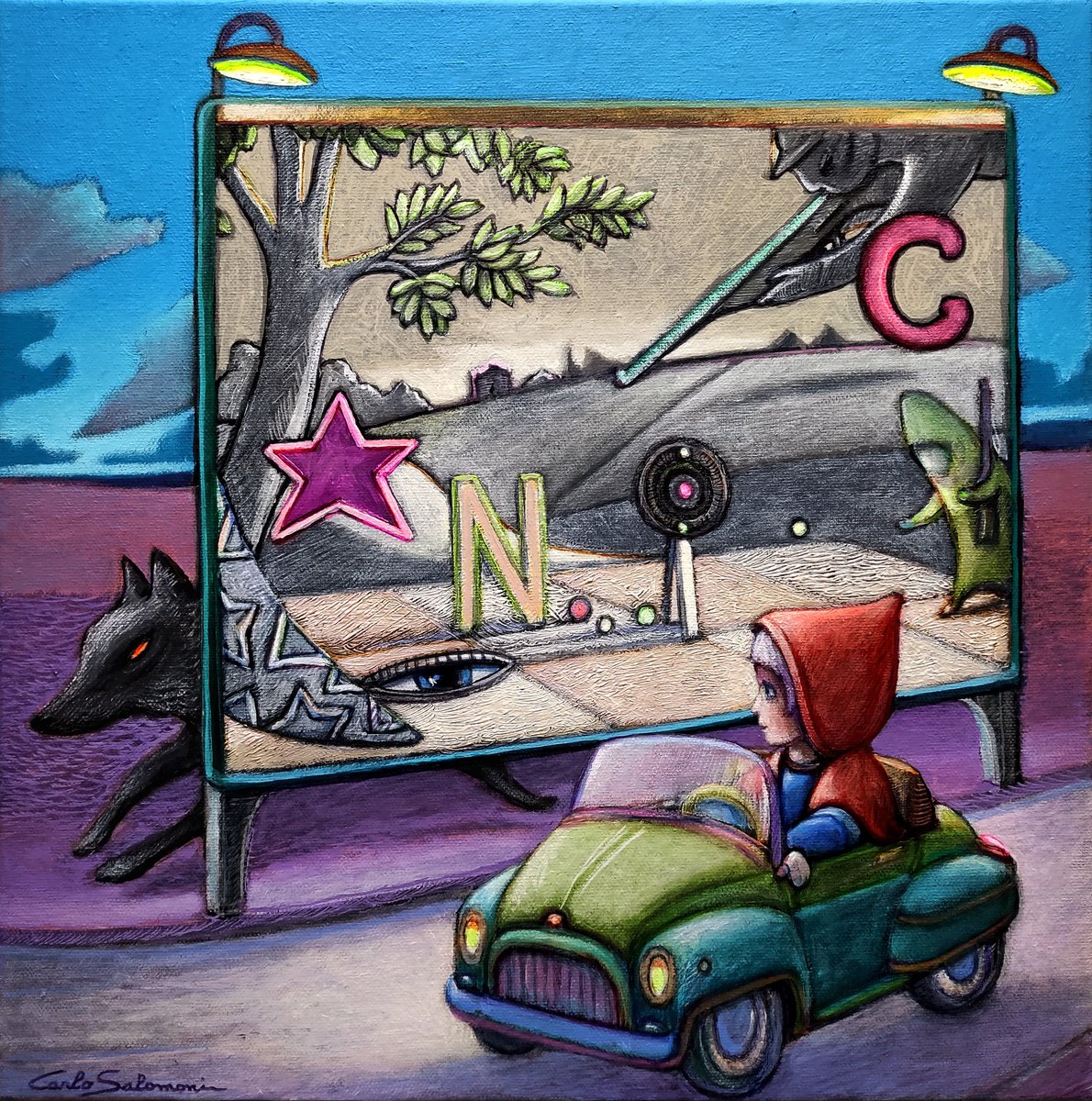 Illustrative Portrait Painting By Carlo Salomoni, 16 X 16, I