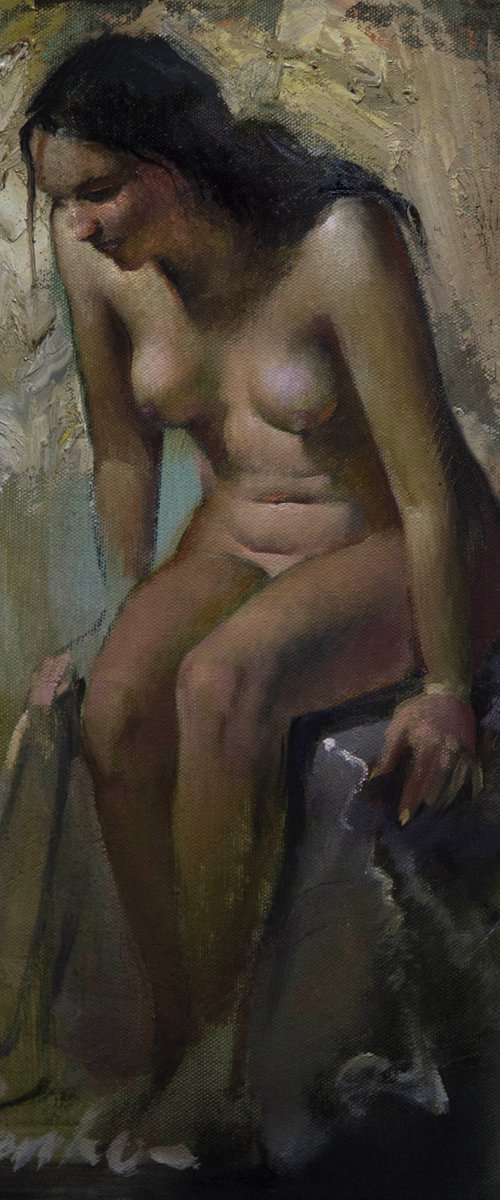 Nude in greenish light by Sergei Yatsenko