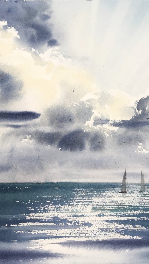 Yachts at sea by Eugenia Gorbacheva