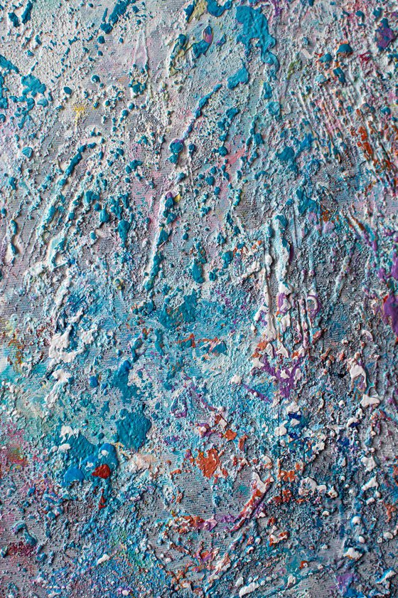 TURQUOISE DREAM (Heavy texture Palette knife Original Abstract Painting)