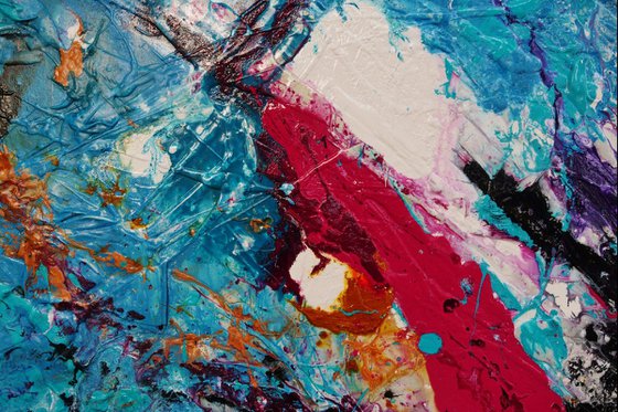 Magenta Romance 270cm x 120cm Teal Magenta Abstract Art