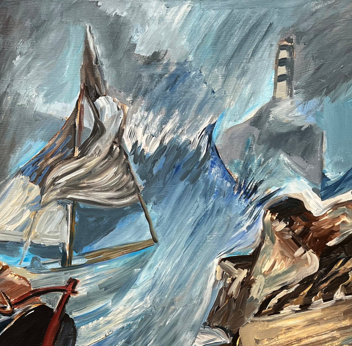 Impressionistic Landscape Oil Painting By Frank Creber, 34 X 30, St Peter Port, Guernsey, Original Artwork