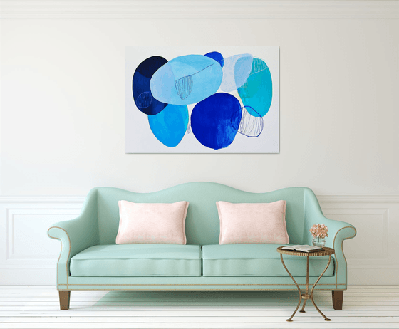 Navy and Turquoise Abstract