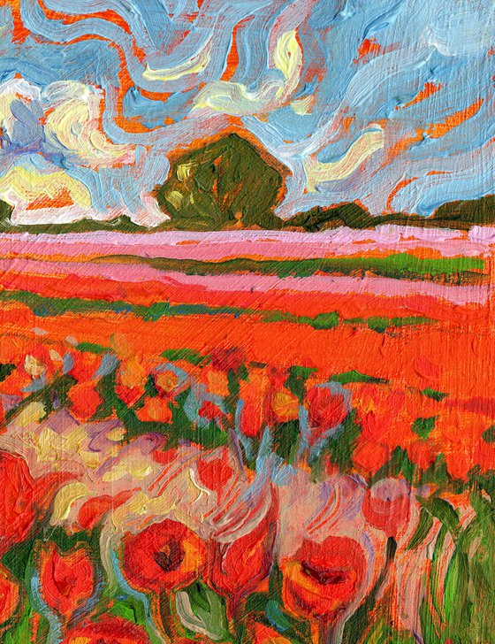 Red Tulips - Miniature Landscape