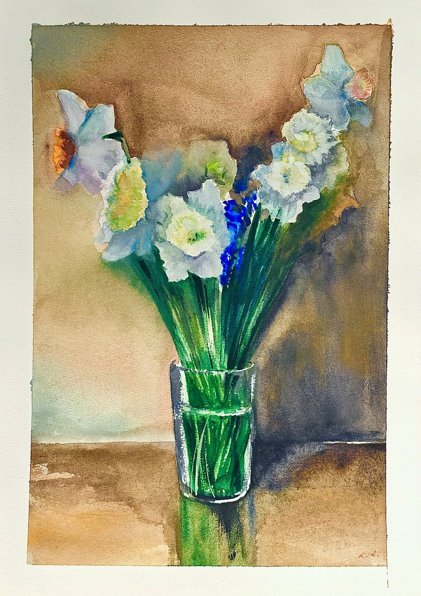 Photorealistic Watercolour , Irises 2025. 30X42 Cm By Lavi Li, 12 X 17, Artwork For Sale On Artfinder