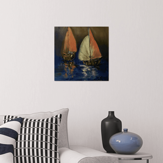 Night Idyll: Seascape With Sailing Ships