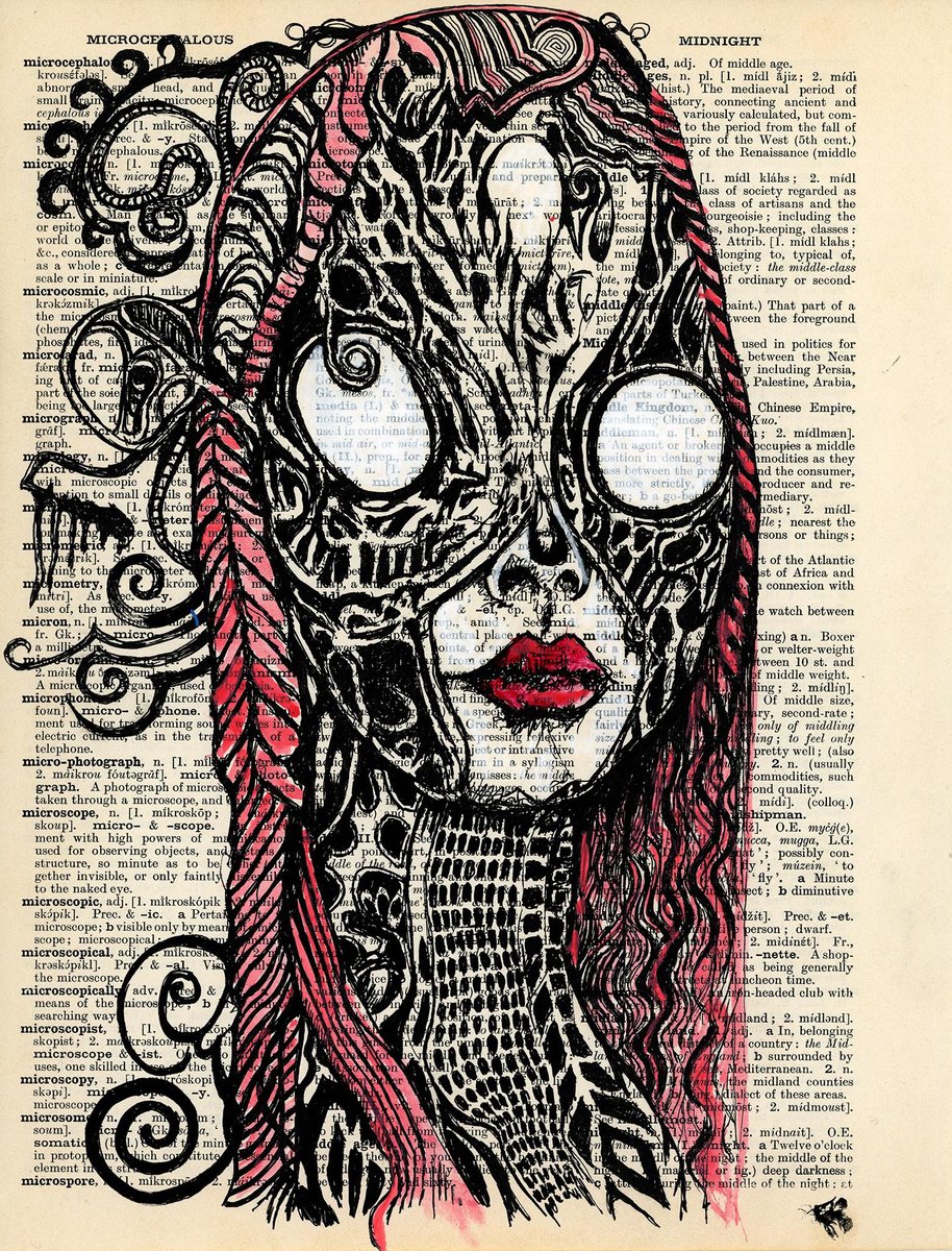 Surrealistic Portrait Collage By Jakub Dk - Jakub D Krzewniak, 8 X 11, The White Eyes, Original Artwork