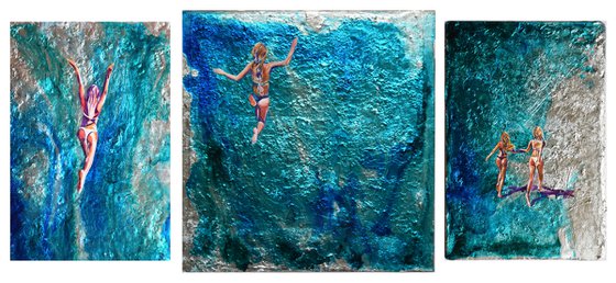 Dive / Series of Contemporary Painting on Silver leaf & metal