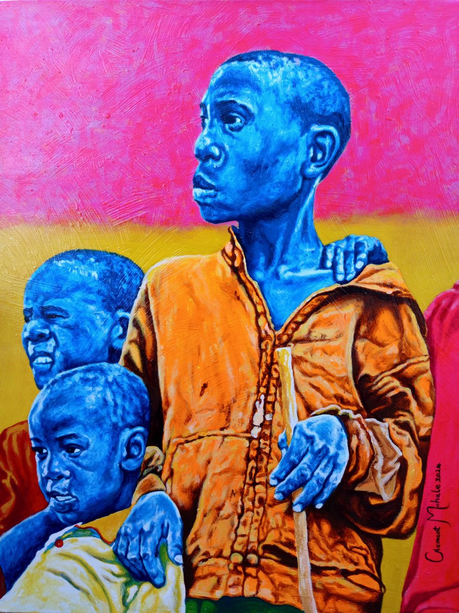 Expressive Portrait Oil Painting By Clement Mohale, 31 X 39, Delicate Balance Ii, Original Artwork