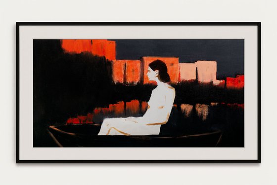 Naked girl on boat