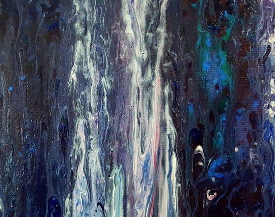 Waterfall - small abstract painting on stretched canvas, ready to hang ...