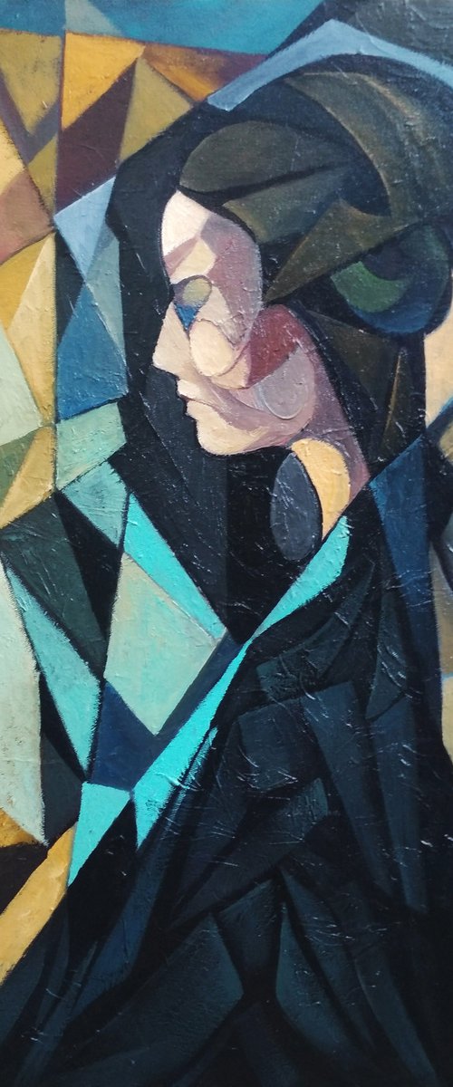 Penelope (50x70cm, cubism, oil painting, ready to hang) by Artrun Asatrian