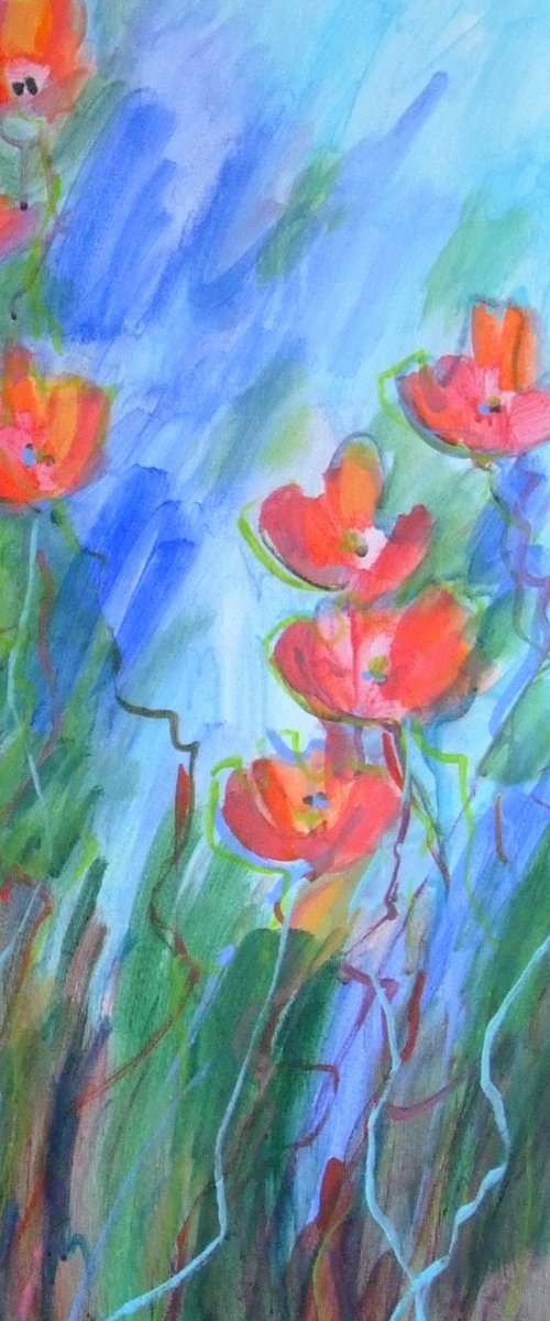 Wild Garden Poppies by Marina Krylova