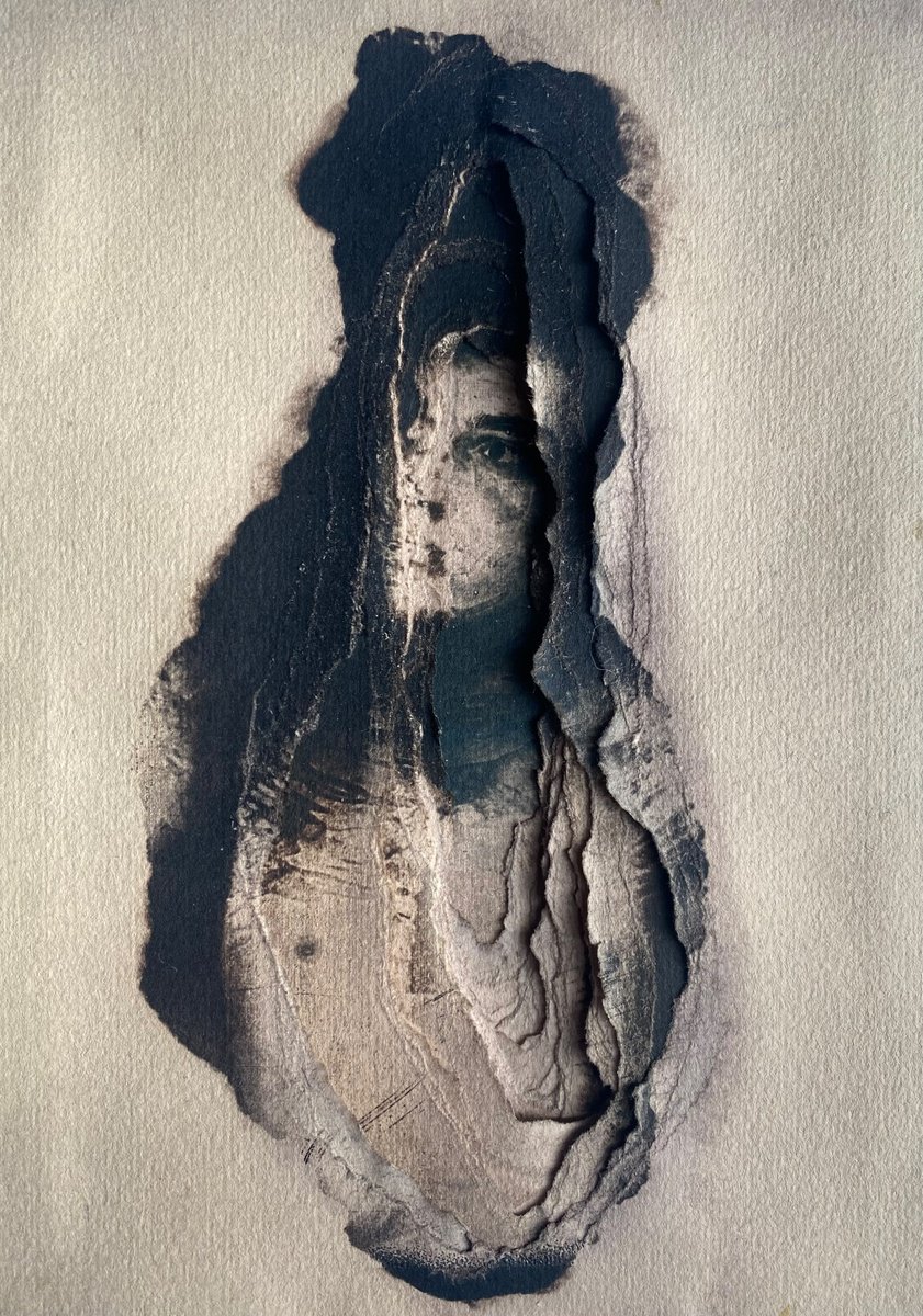 Illustrative Portrait Photograph By Ramona Zordini, 6 X 8", Guideline Routine 9 Cyanotype Toned On Paper, Original Artwork