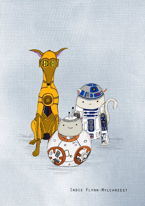 Star paws - Droids by Indie Flynn-Mylchreest of MeriLine Art