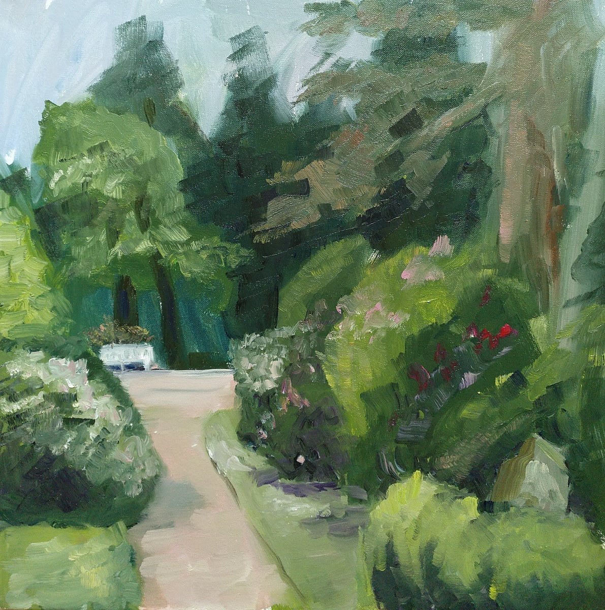 White Bench By Vera Stein, 20 X 20, Artwork For Sale On Artfinder
