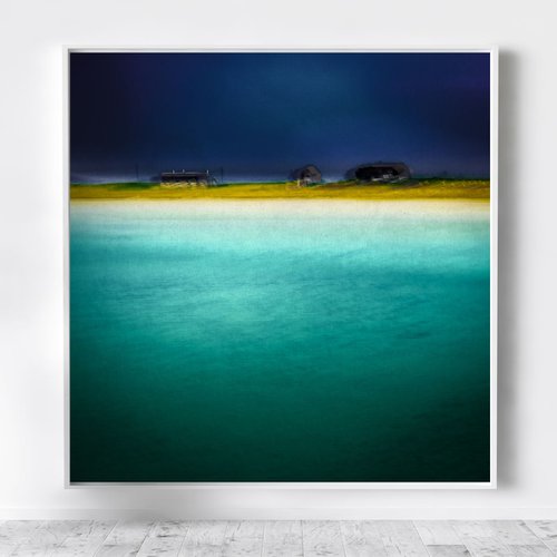 Northton, Isle of Harris  - Extra large blue and yellow canvas by Lynne Douglas