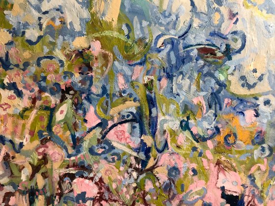 Meeting at your garden. Original abstract painting.