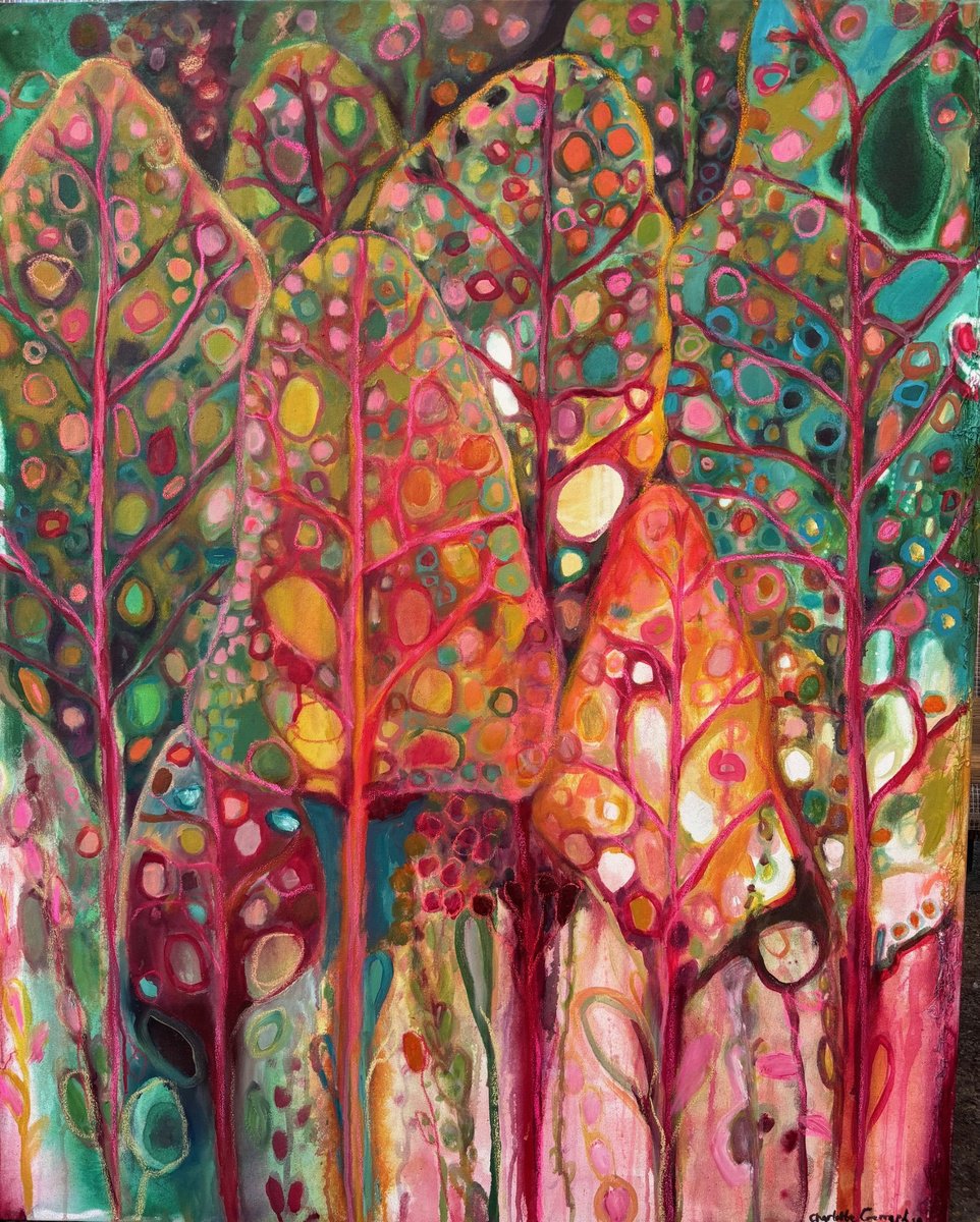 Expressive Botanical Painting By Charlotte Gerrard, 39 X 47, Chard