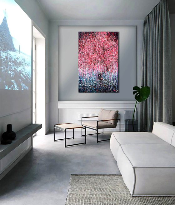 Sakura painting. Flowers blooming Pink tree Love painting Cherry Blossom Pink dream For lovers