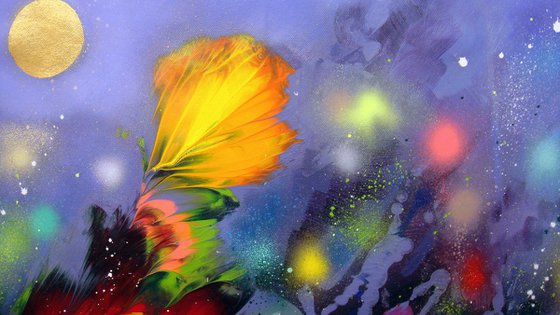 101" VERY LARGE Flowers Painting "Evening Magic"