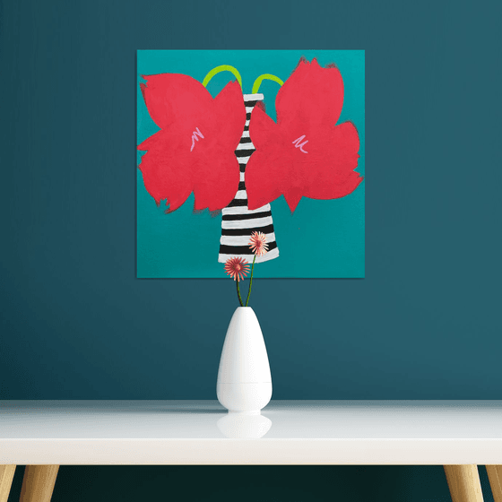 Bold Red Flowers in Vase