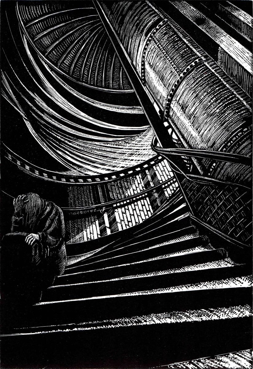 Cityscapes Etchings & Engravings By Rebecca Coleman, 5 X 7", Descent, Original Artwork