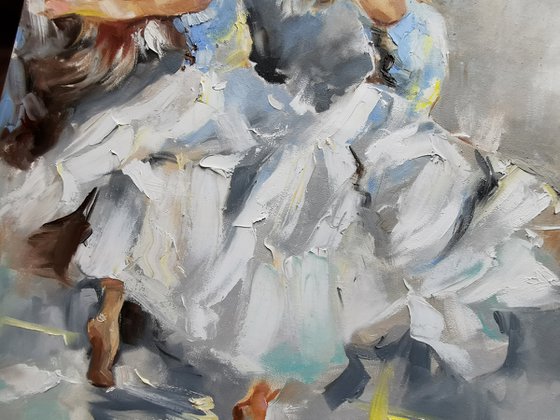 Ballerinas oil painting, Ballet dancers canvas art