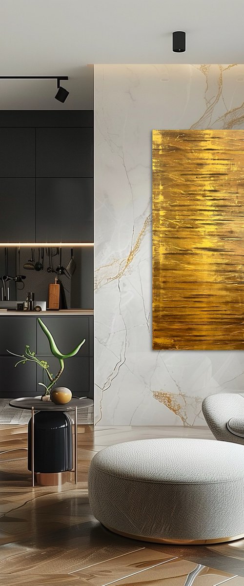 Golden Fire 50x100x2 cm by Exclusive Arts