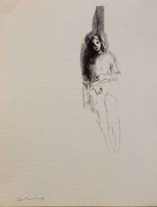 Sitting woman 2, 35x47 cm by Frederic Belaubre