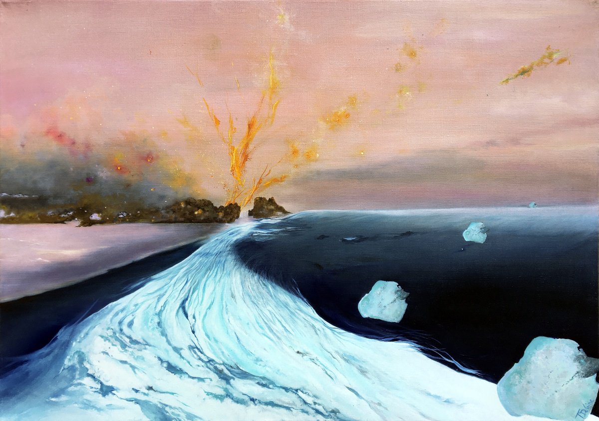 Organic Landscape Oil Painting By Theophile Delaine, 44 X 31", Correspondences Opus Vii, Original Artwork