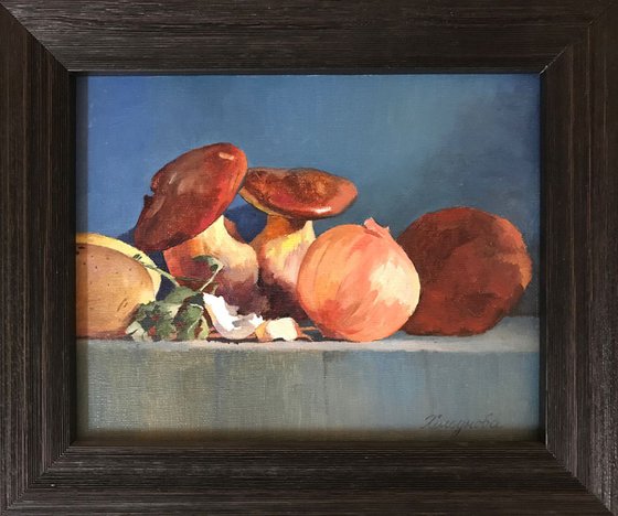 Still-life with wild mushrooms