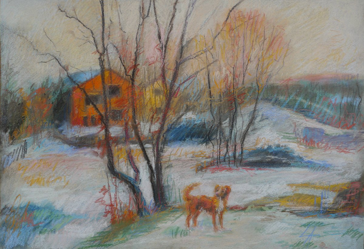 Impressionistic Landscape Pastel Drawing By Elena Lykhodid, 20 X 14, Spring Is Coming, Original Artwork