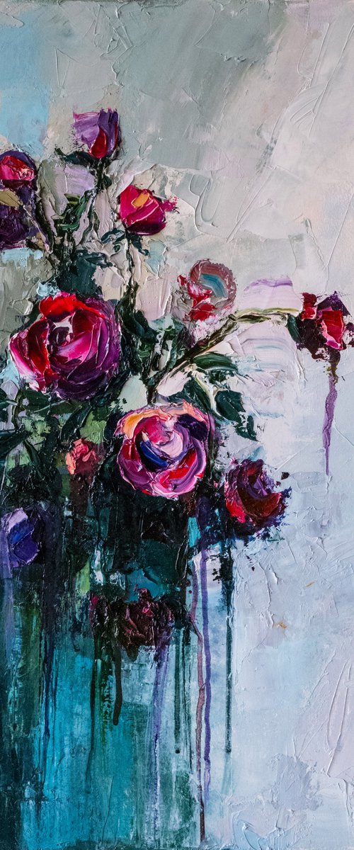 Red Rose Impasto Wall Art by Mily Art