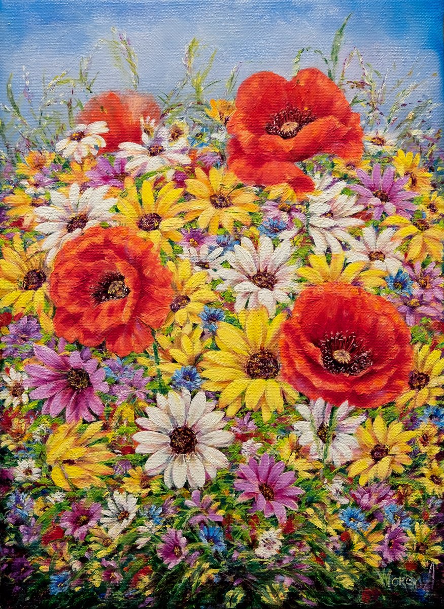 Wild Poppies & Daisies By Anastasia Woron, 9 X 13, Artwork For Sale On Artfinder