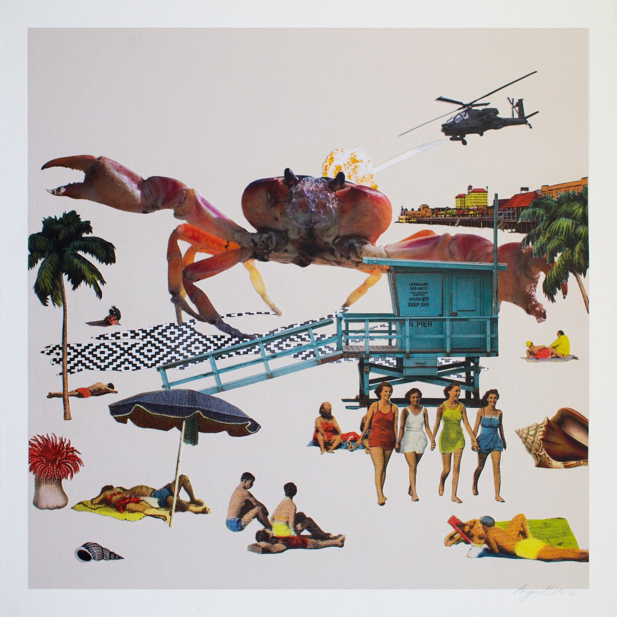 Landscape Collage By Angus Vine, 20 X 20, Claws, Original Artwork