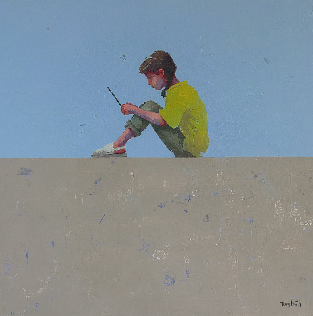 Illustrative Portrait Oil Painting By Tomasa Martin, 16 X 16", Al Filo Ii, Original Artwork