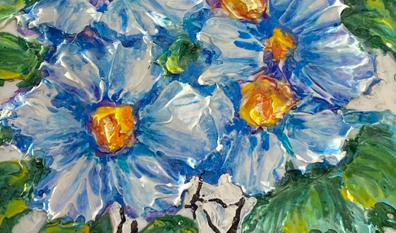 Flowers  - palette knife is on 10" x 8" on Gator board.