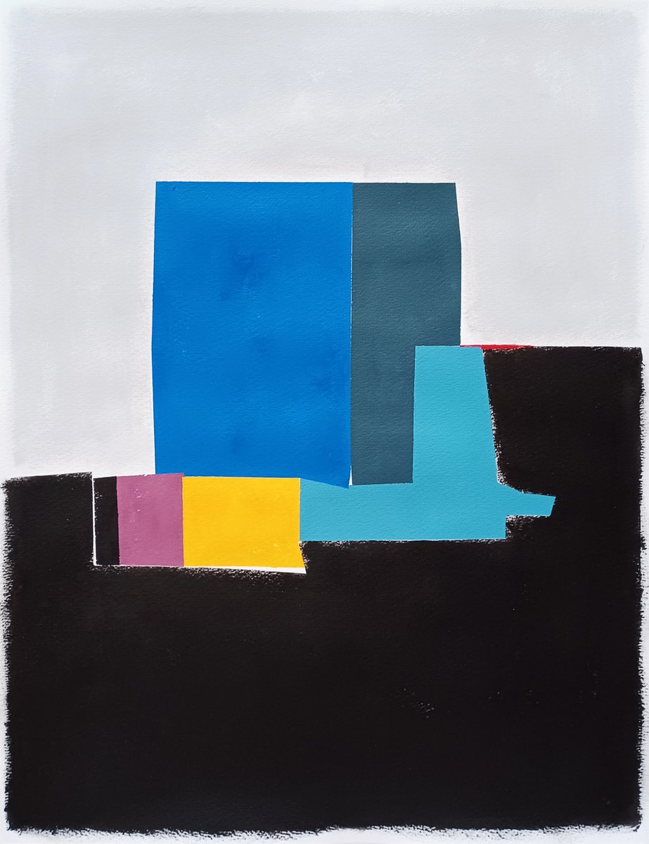 Geometric Abstract Acrylic Painting By Luis Medina, 20 X 26", Suggestion C, Original Artwork