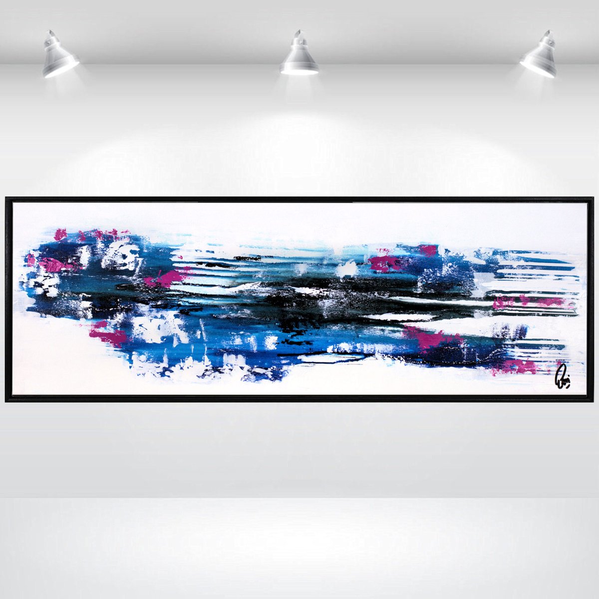 Abstract Acrylic Painting By Edelgard Schroer, 48 X 17, Radiant Echo, Original Artwork