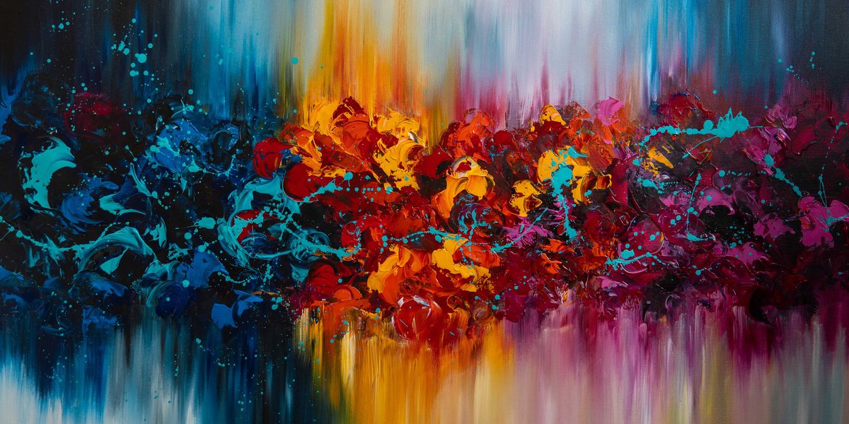 Abstract Acrylic Painting By Art By Catalin, 59 X 30, Happy Days 46, Original Artwork