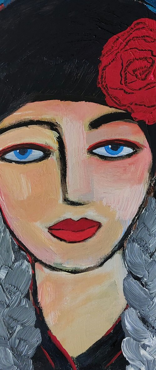 Girl with braids (3) by Nelly van Nieuwenhuijzen