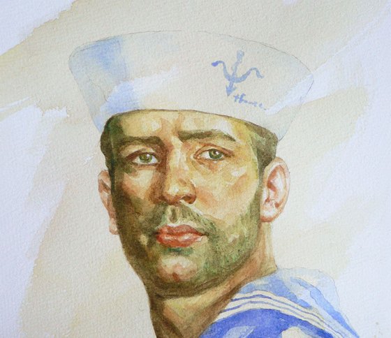 watercolour painting  portrait of sailor #16-8-18